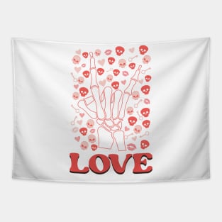 Skeleton Finger Love Valentine Gift Tapestry