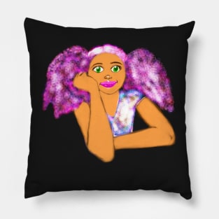 Magical rainbow haired girl Pillow