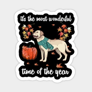 Labrador Dog Autumn Fall Most Wonderful Time Maple Gift Magnet