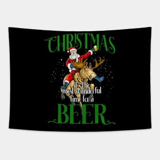 Ugly Christmas Time For Beer Funny Santa Tapestry