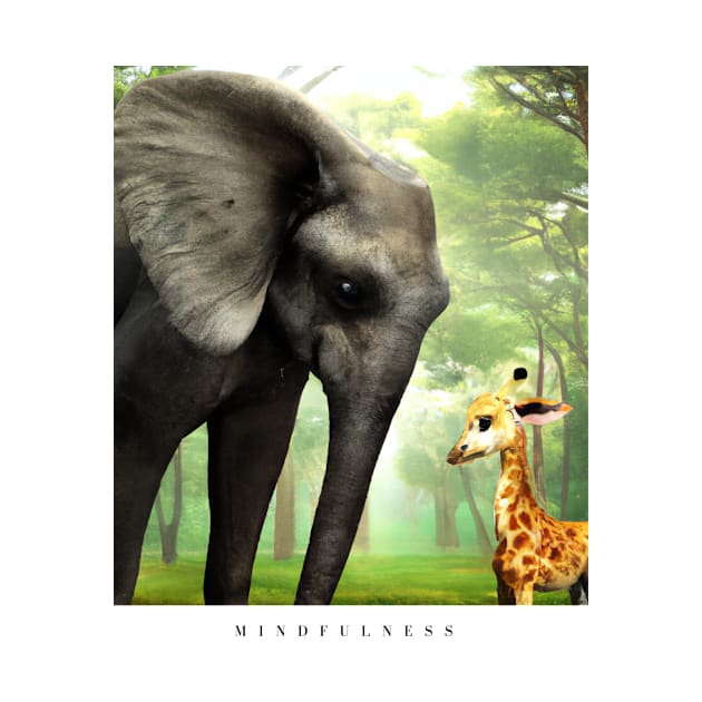 Stunning Digital Art Animal Prints: Baby Elephant and Giraffe" by Karen Ankh Custom T-Shirts & Accessories