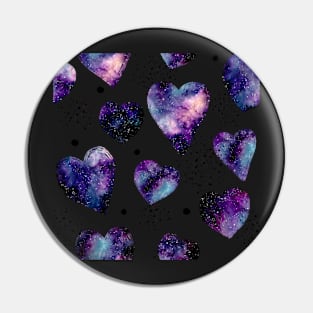 Watercolor Pink Nebula, Hearts and Dots Pin