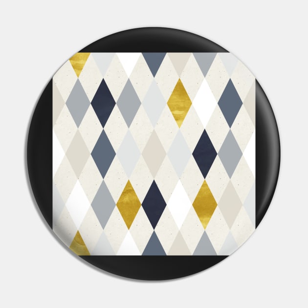Simple Argyle Pattern in Blue and Gold Pin by greenoriginals
