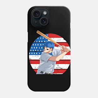 Baseball Player Home run Hitter American Flag Phone Case