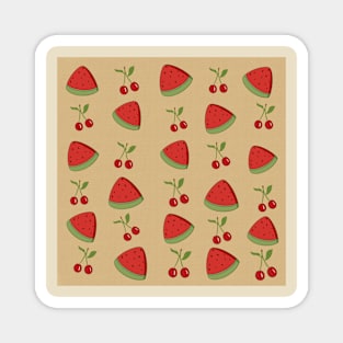 Watermelon and cherry patten Magnet