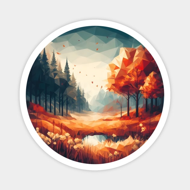 Low Poly Autumn Forest Magnet by Antipodal point