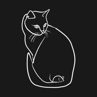 Cat and Mouse, Animal, Line art T-Shirt