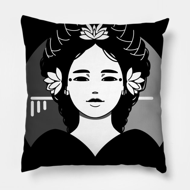 Korean Gisaeng Design | Handmade Traditional Illustration | By Atelier Serakara Pillow by Atelier Serakara