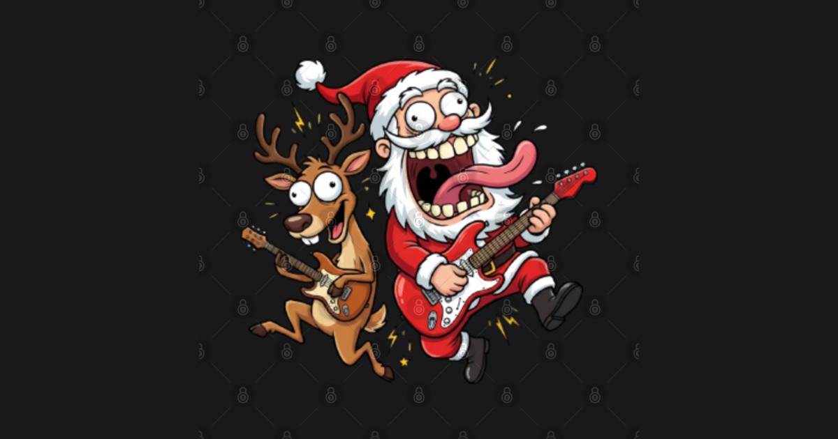Santa Riot & Reindeer Rex – Funny Christmas Guitar Cartoon - Christmas ...