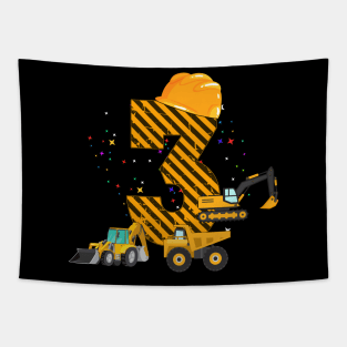 Kids 3rd Birthday Digger gift 3 Years Builder Excavator Gift Tapestry