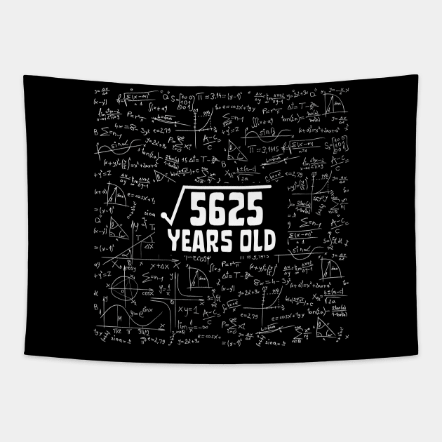 Square Root Of 5625 75th Birthday, 75 Year Old Math Lover Gift Tapestry by JustBeSatisfied