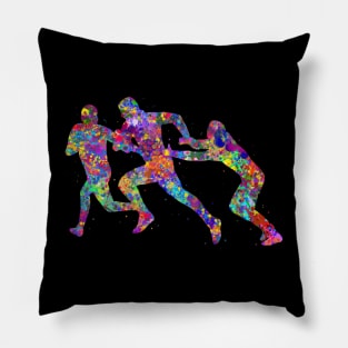 Rugby player watercolor Pillow