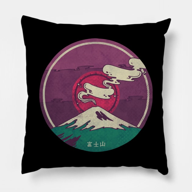 Mount Fuji Pillow by againstbound