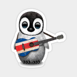 Baby Penguin Playing Costa Rican Flag Guitar Magnet