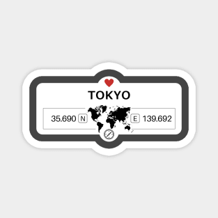 Tokyo - Japan - World Map with GPS Coordinates Magnet