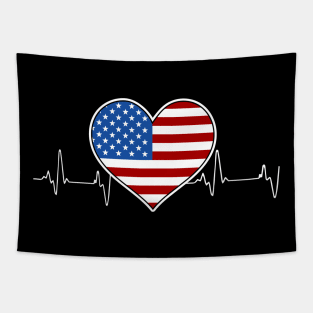 4th of July American flag heartbeat Tapestry