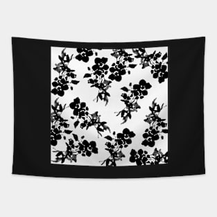 ROSES BLACK AND WHITE WATERCOLOR FADED PATTERN Tapestry