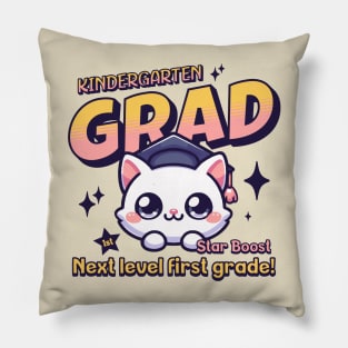 Kindergarten Graduation Cute Kawaii Cat Last Day of School Leveling Up Pillow