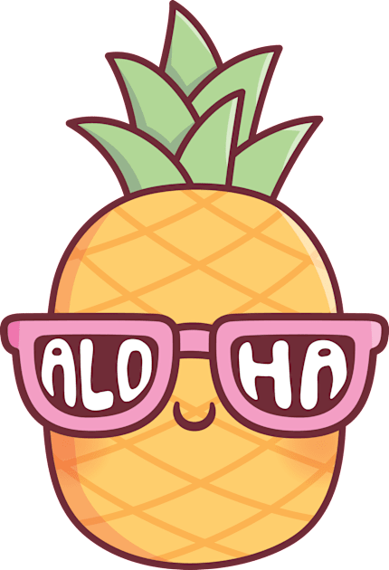 Cute Pineapple With Aloha Sunglasses Kids T-Shirt by rustydoodle