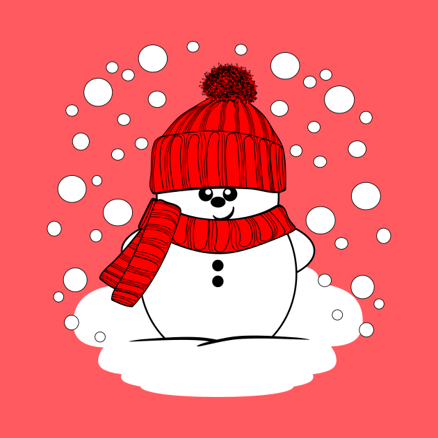 Cheeky Christmas Snowman with Red Hat and Scarf by Krimbles
