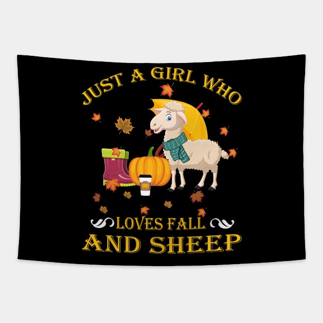 Just A Girl Who Loves Fall & Sheep Funny Thanksgiving Gift Tapestry by LiFilimon