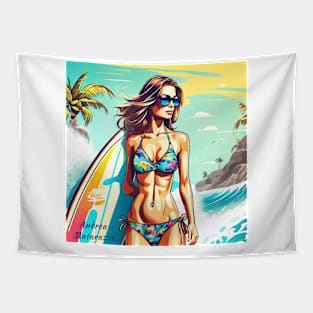 Girl Action Surf Tapestry