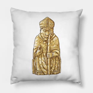 Divine Strategy Unleashed: The Lewis Chessmen Bishop Design Pillow