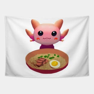 Kawaii cute axolotl eats ramen noodles Japan Tapestry