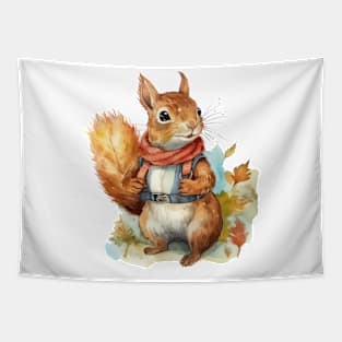 Watercolor Adventure Squirrel #7 Tapestry