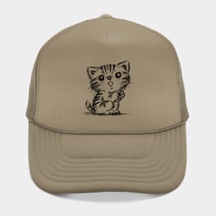 Black and White Sketch of an American Shorthair Hat