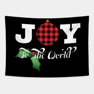 JOY TO THE WORLD COUNTRY PLAID ORNAMENT AND HOLLY Tapestry