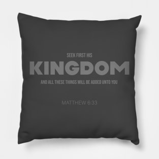 Bible Scripture Matthew 6:33 Quote Grey Pillow