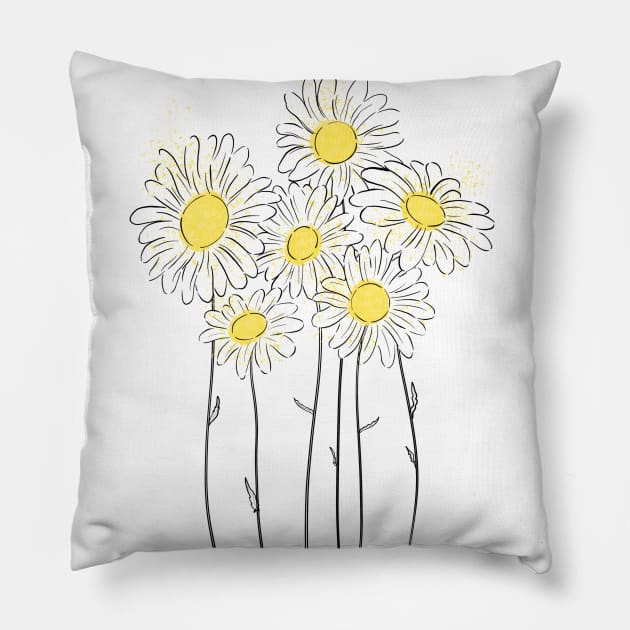 Daisy Flower Pillow by Tebscooler