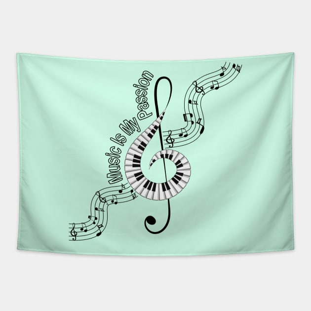 Treble Clef Piano Tapestry by Designoholic