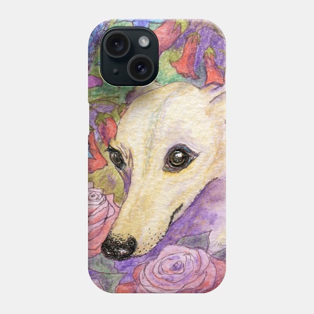 Shy flower whippet Phone Case by SusanAlisonArt