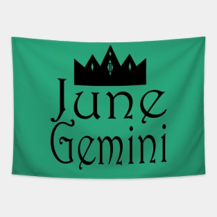 June Gemini Text with Crown Tapestry