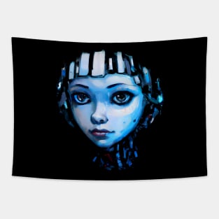 Blue Space Girl Tapestry