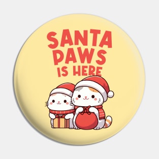 Santa Paws is Here Santa Kitty Pin