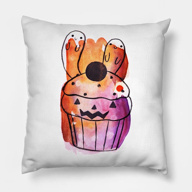 Spooky Watercolor Cupcake Pillow by saradaboru