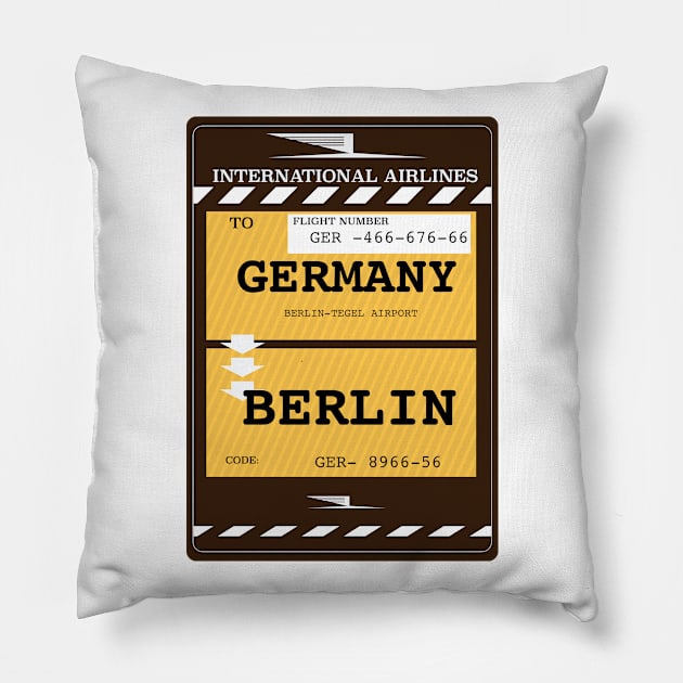 Germany Berlin travel ticket Pillow by nickemporium1