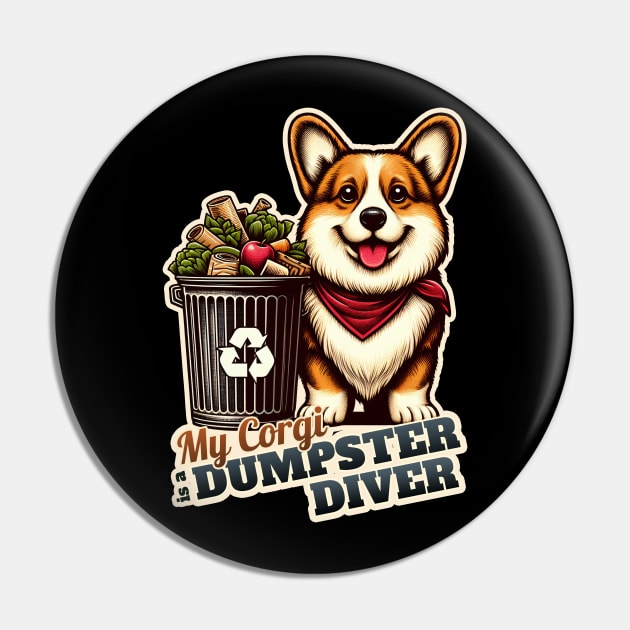 Corgi Dumpster diver Pin by k9-tee