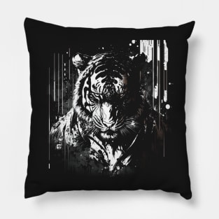 Graffiti Tiger: A Ferocious Hunter Pillow