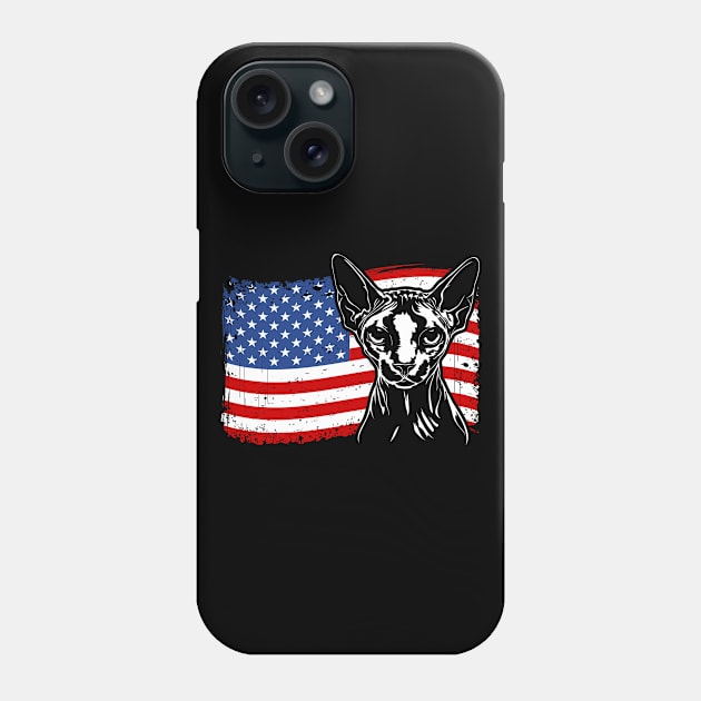 Proud Sphynx American Flag patriotic cat Phone Case by wilsigns