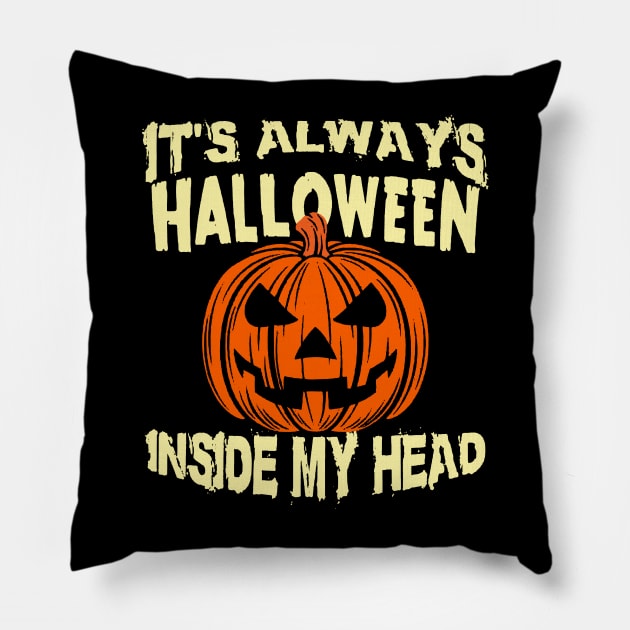 Funny Pumpkin Halloween Quote Pillow by AbundanceSeed