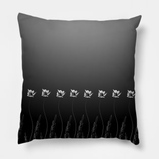 Flowers Pattern black white Pillow