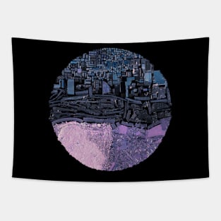 transect the dark in the city ecopop collage art Tapestry