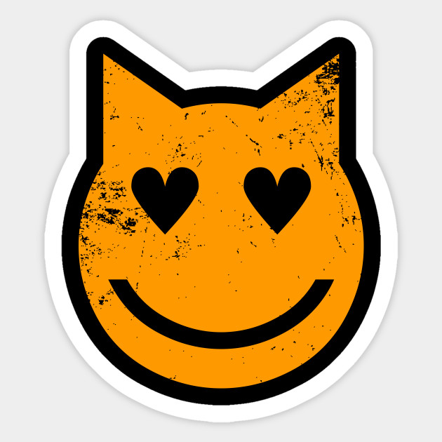 Heart Shaped Eyes Grunge Cat Emoji Cat Lover Gifts Sticker
