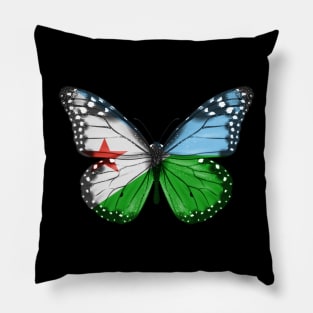 Djiboutian Flag  Butterfly - Gift for Djiboutian From Djibouti Pillow