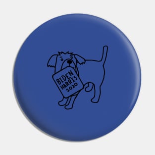Small Dog with Biden Harris Sign Outline Pin