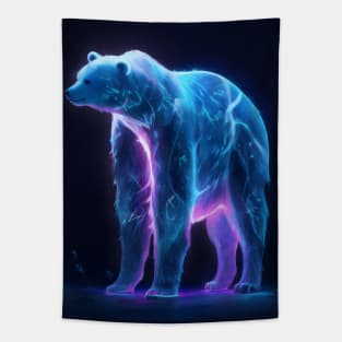 Colourful neon polar bear Tapestry